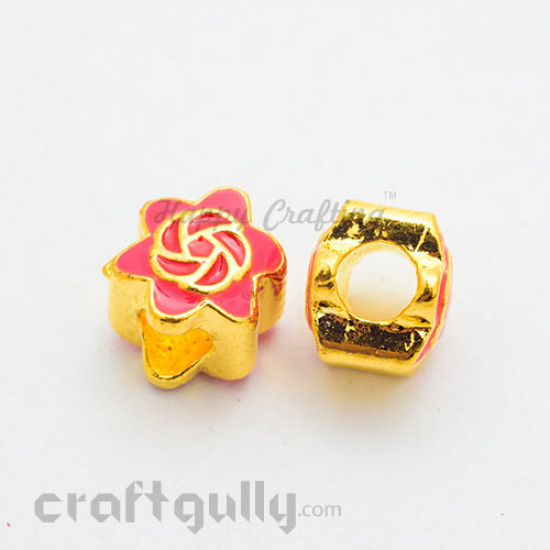 Metal Beads 10mm - Designer - Rose Coral - Pack of 2