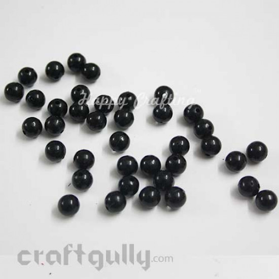 Acrylic Beads 8mm - Round - Black - Pack of 40