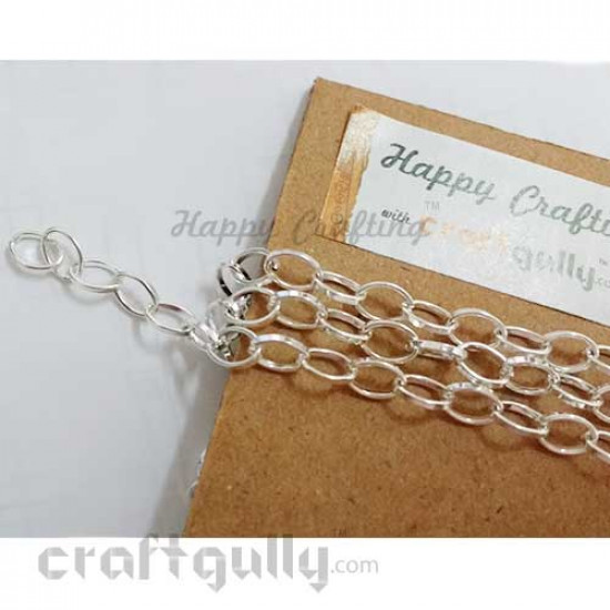 Chains Oval 7mm - Silver Finish Flat - 36 Inches