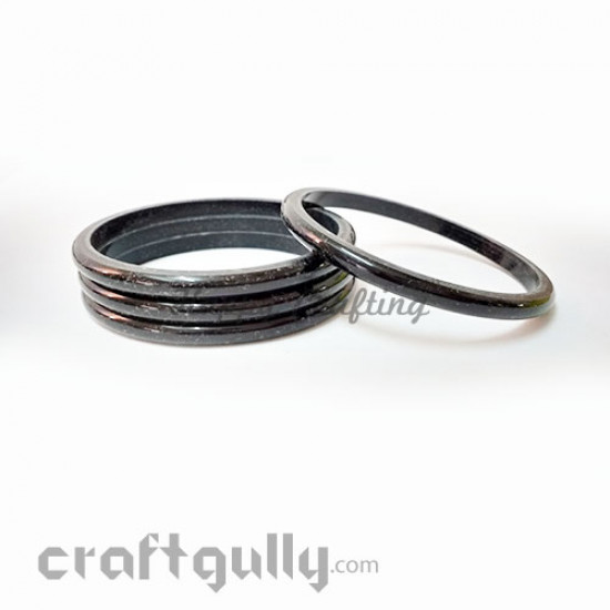 Acrylic Bangles 2.4 - 5mm - Black - Pack of 4