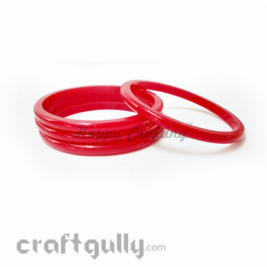 Acrylic Bangles 2.4 - 5mm - Red - Pack of 4