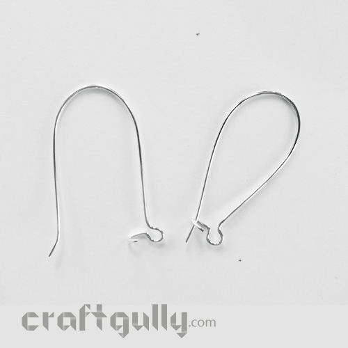 Earring Loops / Kidney Hooks 24mm - Silver - 5 Pairs