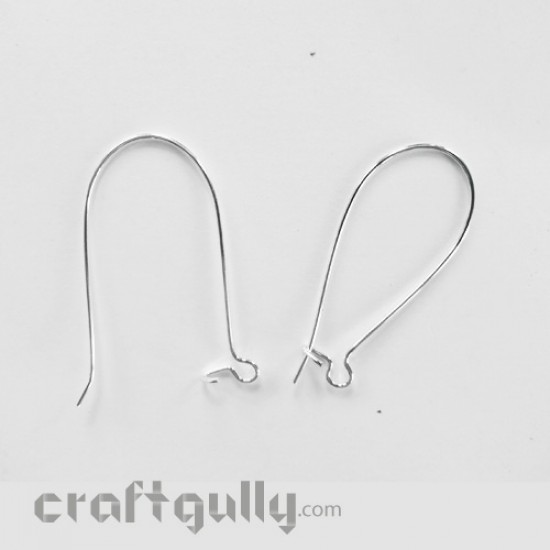 Earring Loops / Kidney Hooks 24mm - Silver - 10 Pairs