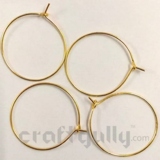 Earring Hoops 24mm - Golden Finish - 3 Pairs