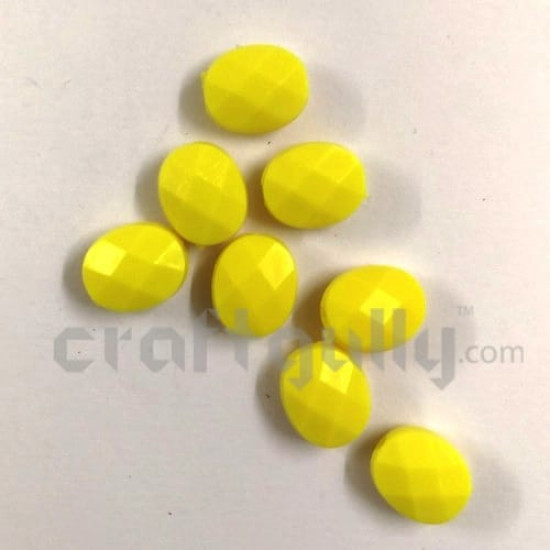 Acrylic Beads 10mm - Oval Faceted - Yellow - Pack of 30