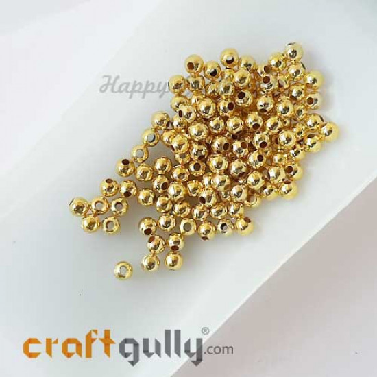 Seed Beads 4mm - Metal - Golden Finish - 100 Beads