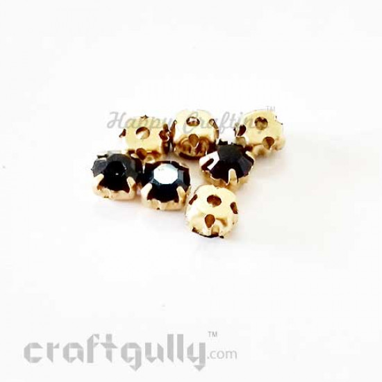 Rhinestone 5mm - Prong Setting - Black - Pack of 25