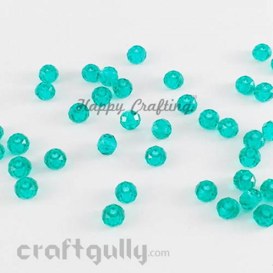 Acrylic Beads 6mm - Faceted - Aqua - Pack of 40