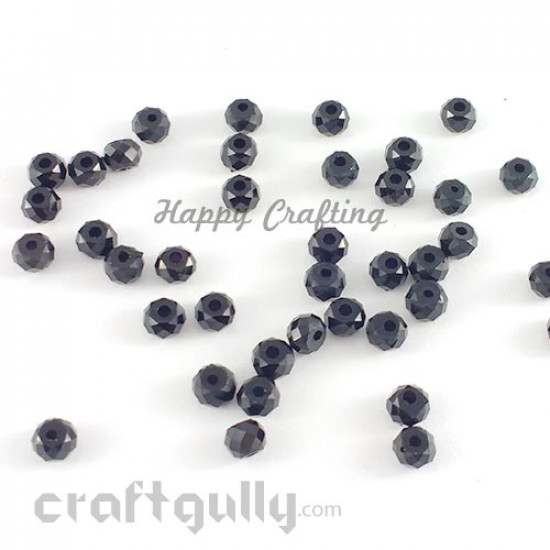 Acrylic Beads 6mm - Faceted - Black - Pack of 40