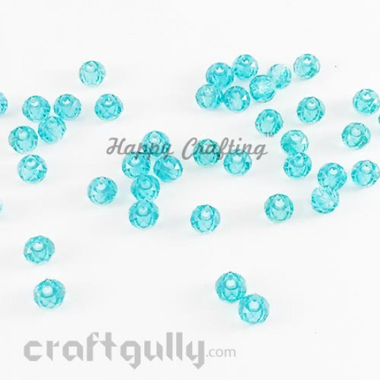 Acrylic Beads 6mm - Faceted - Pale Blue - Pack of 40