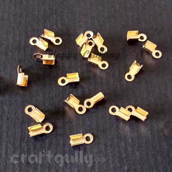 Crimp Ends 8mm - Fold Over With Loop - Golden Dual Finish - Pack of 25