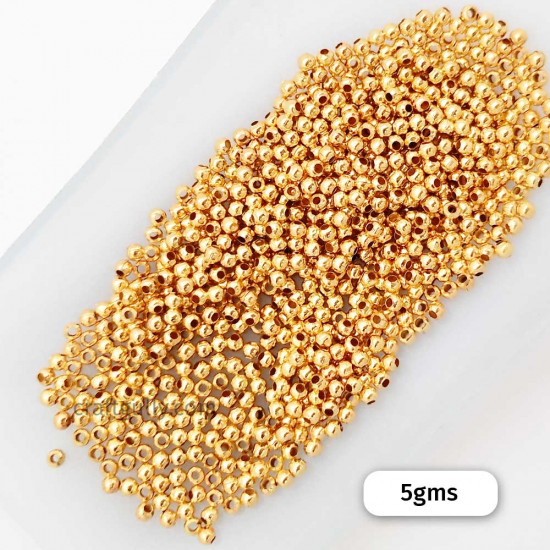 Crimp Beads 2mm Round - Golden Finish - 5gms