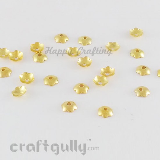 Bead Caps 6mm - Flower #7 - Golden Finish - 20gms