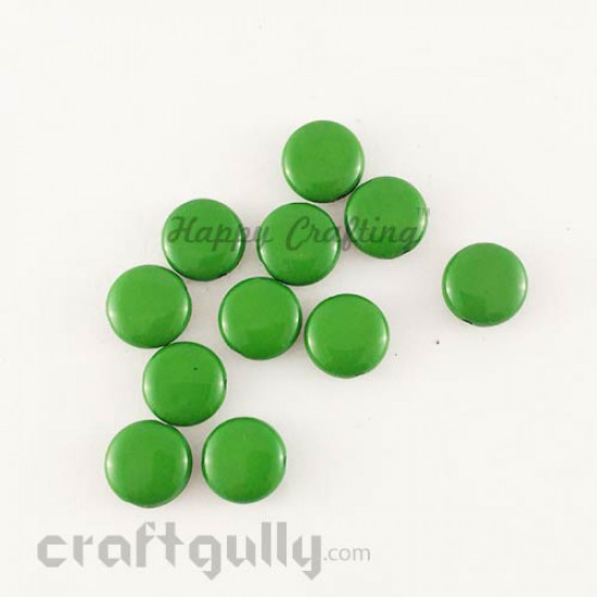 Acrylic Beads 11mm - Disc - Green - Pack of 30