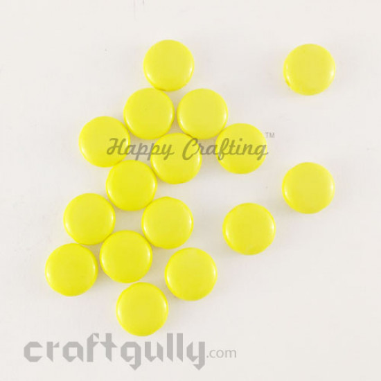 Acrylic Beads 11mm - Disc - Yellow - Pack of 30