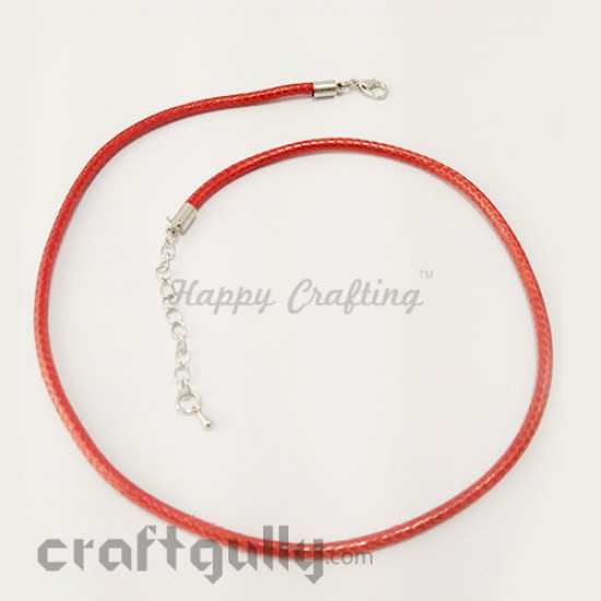 Necklace Cords 3mm - Faux Leather - Snake Braid - Vermilion