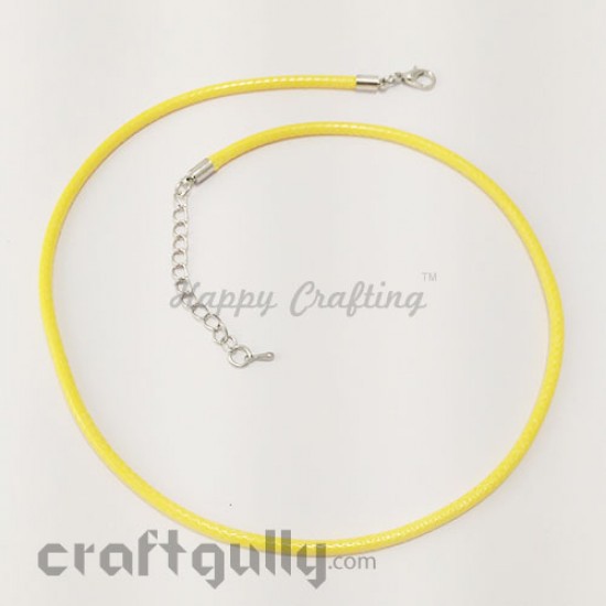 Necklace Cords 3mm - Faux Leather - Snake Braid - Sunflower Yellow
