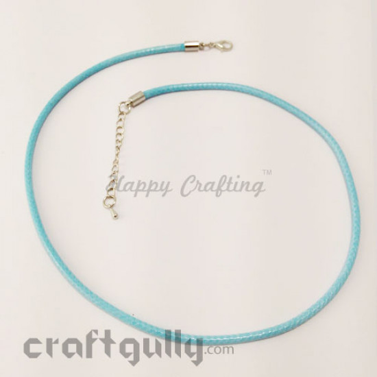 Necklace Cords 3mm - Faux Leather - Snake Braid - Light Blue