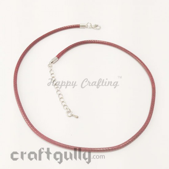 Necklace Cords 3mm - Faux Leather - Snake Braid - Dark Red