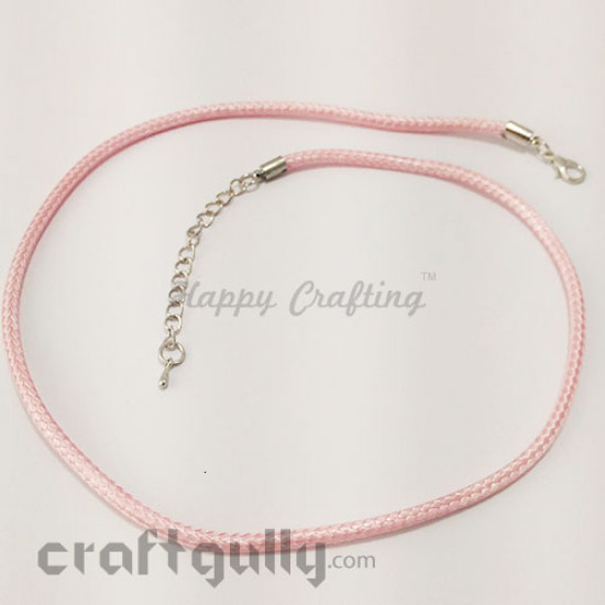Necklace Cords 3mm - Faux Leather - Snake Braid - Baby Pink