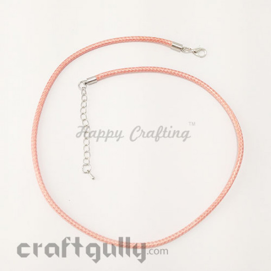 Necklace Cords 3mm - Faux Leather - Snake Braid - Salmon Pink
