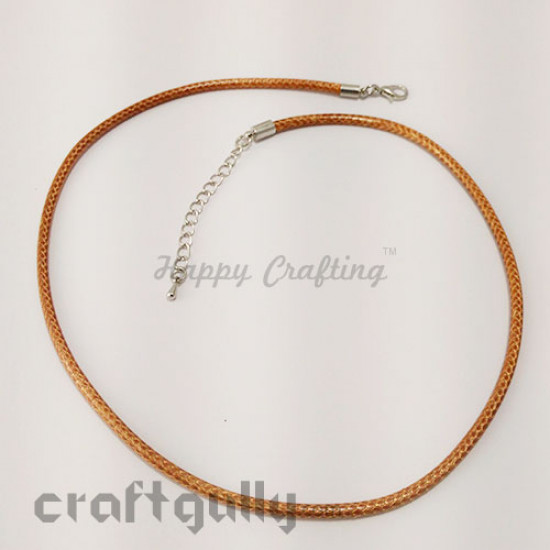 Necklace Cords 3mm - Faux Leather - Snake Braid - Brown