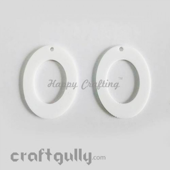 Earring Base Plastic - 30mm Oval - Pack of 2