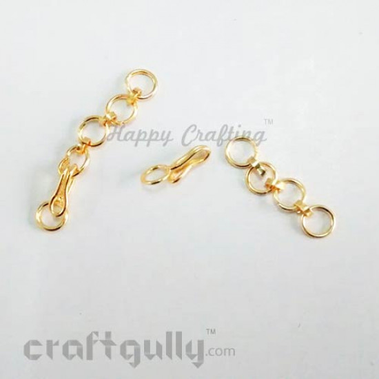 Clasps - Hook With Chain - Golden - Pack of 5