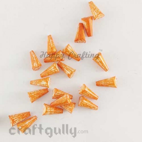 Acrylic Beads 11mm - Cone Lined Mott. Orange -  Pack of 40