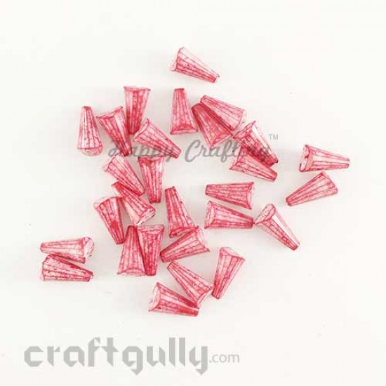 Acrylic Beads 11mm - Cone Lined Mott. Red -  Pack of 40