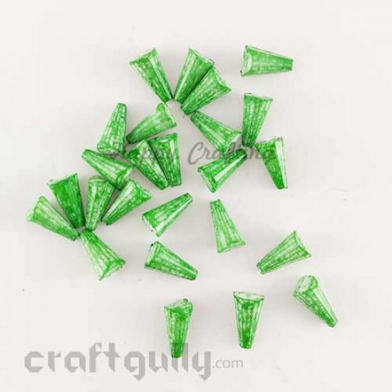 Acrylic Beads 11mm - Cone Lined Mott. Em. Green -  Pack of 40
