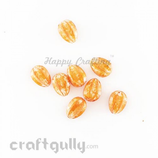 Acrylic Beads 12mm - Bud - Mottled Orange - Pack of 20