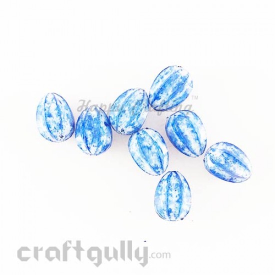 Acrylic Beads 12mm - Bud - Mottled Royal Blue - Pack of 20