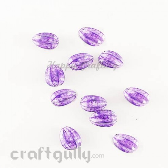 Acrylic Beads 12mm - Bud - Mottled Purple - Pack of 20