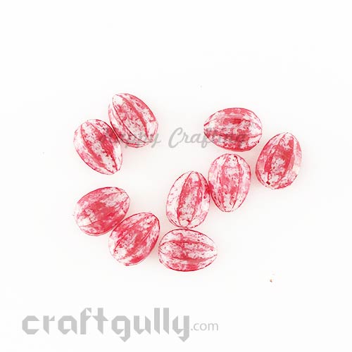 Acrylic Beads 12mm - Bud - Mottled Red - Pack of 20