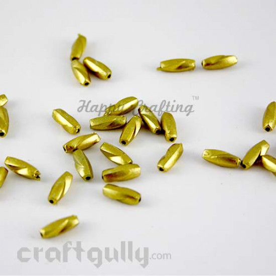 Acrylic Beads 10mm - Pipe Twisted - Golden - Pack of 30