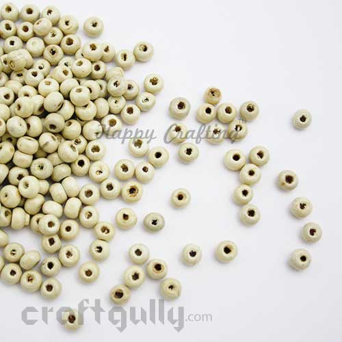 Wooden Beads 8mm - Round - Natural - 10 gms