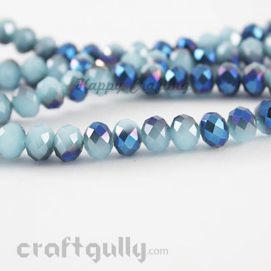 Glass Beads 8mm - Round Faceted - Dual Blue - Pack of 10