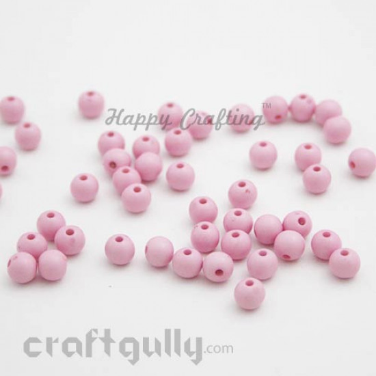 Acrylic Beads 6mm - Round - Baby Pink - Pack of 50