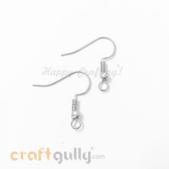 Earring Hooks - Silver Finish - 12 Pairs/ 50 Pairs