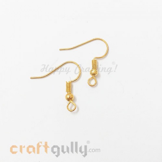 Earring Hooks - Golden Finish - 12 Pairs/ 50 Pairs