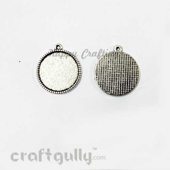 Pendant Blank #17 - 25mm Round - Silver Finish - Pack of 2