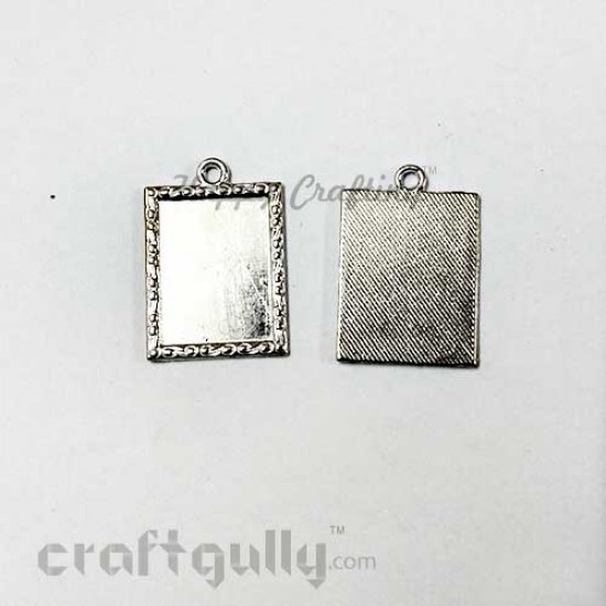 Pendant Blank #24 - 19mm Rectangle - Silver Finish - Pack of 3