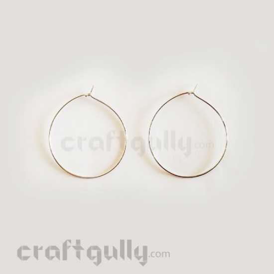 Earring Hoops 40mm - Silver Oxidised Finish - 2 Pairs