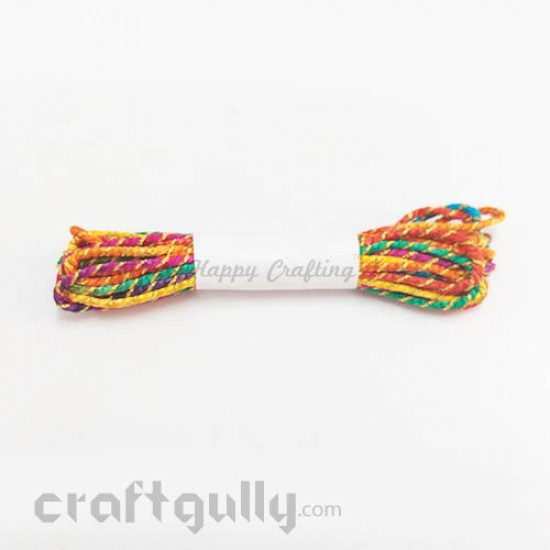 Faux Silk Thread With Zari 2mm - Assorted - 4 meters