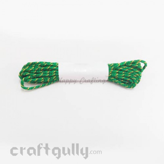 Faux Silk Thread With Zari 2mm - Bottle Green - 4 meters