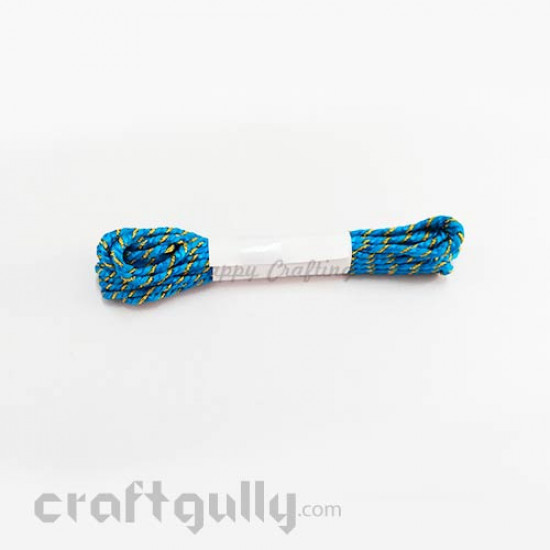 Faux Silk Thread With Zari 2mm - Cerulean Blue - 4 meters