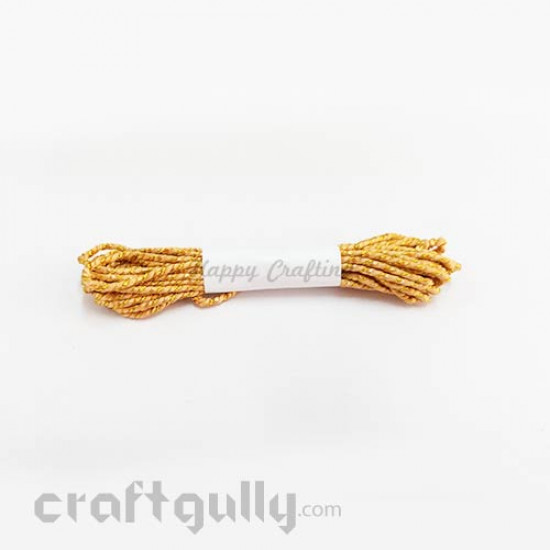 Faux Silk Thread With Zari 2mm - Dark Peach - 4 meters