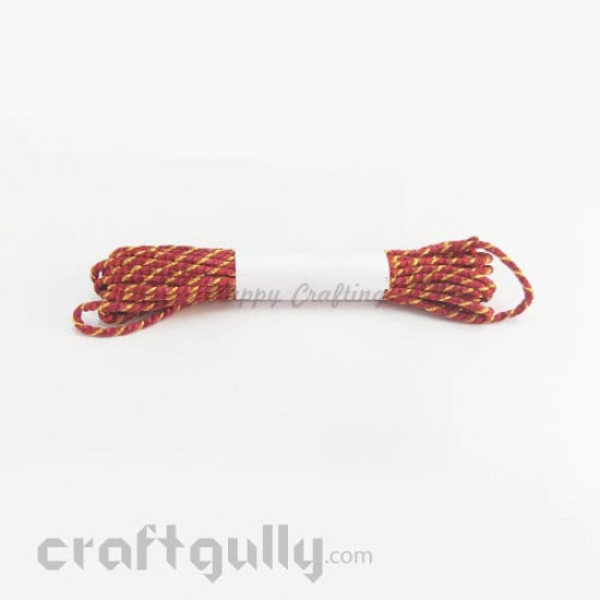 Faux Silk Thread With Zari 2mm - Dark Red - 4 meters