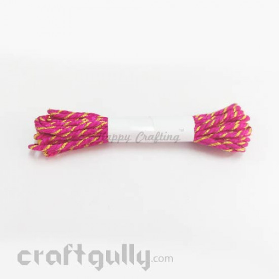 Faux Silk Thread With Zari 2mm - Dark Pink - 4 meters